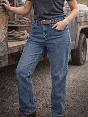 Duluth Flex Work Jeans Relaxed Straight Leg Blue Denim Size 8x31